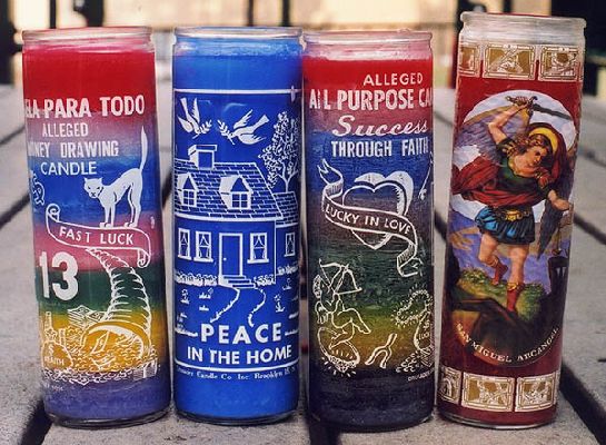 Some novena candles I had on hand (click to 
enlarge)